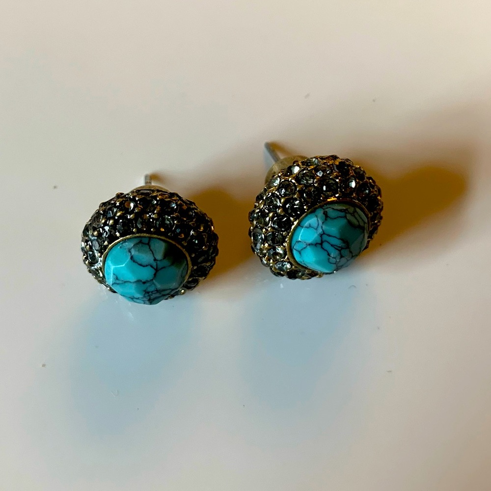 Turquoise Pavé Stud Earrings